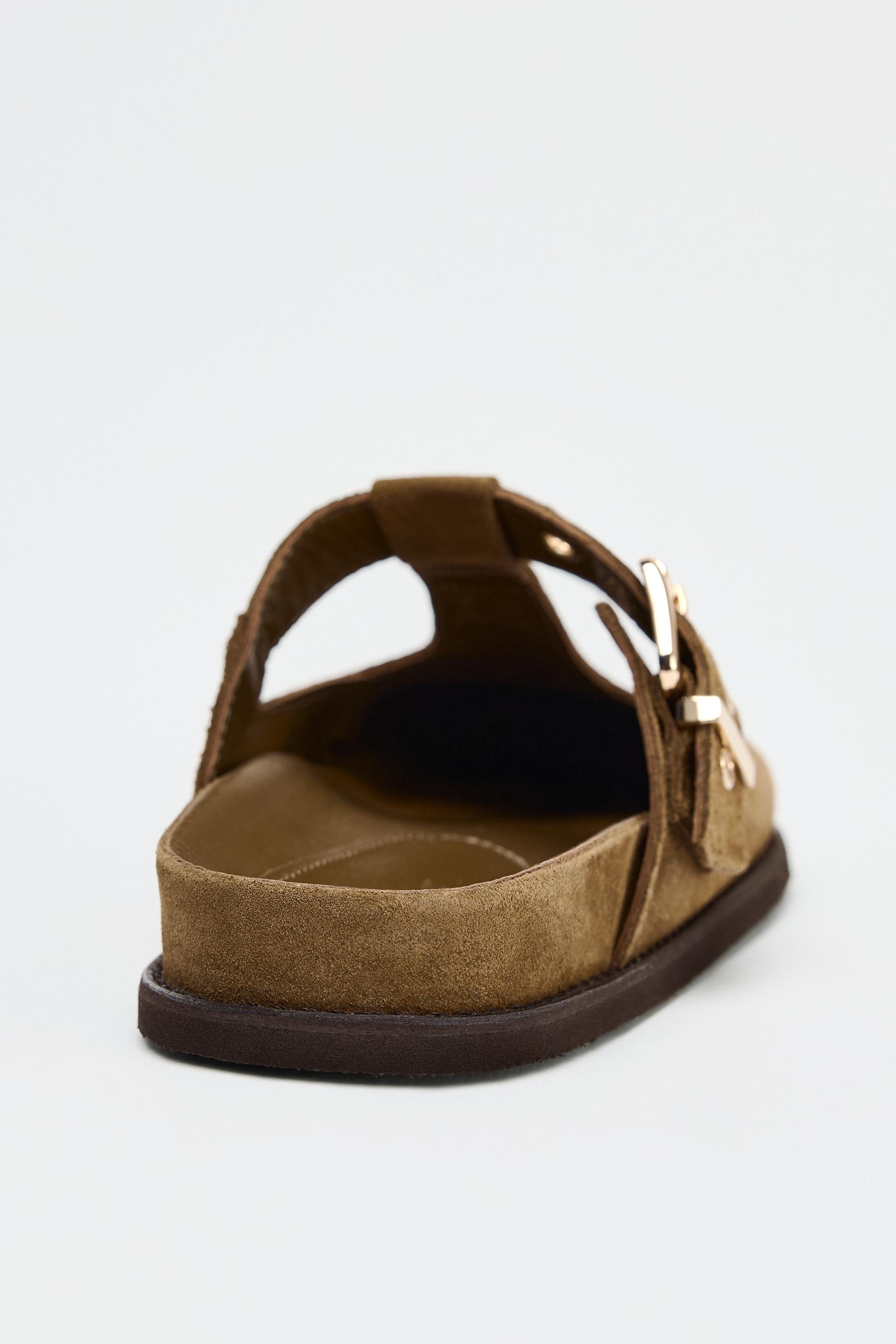 BUCKLE DETAIL SPLIT SUEDE CLOGS