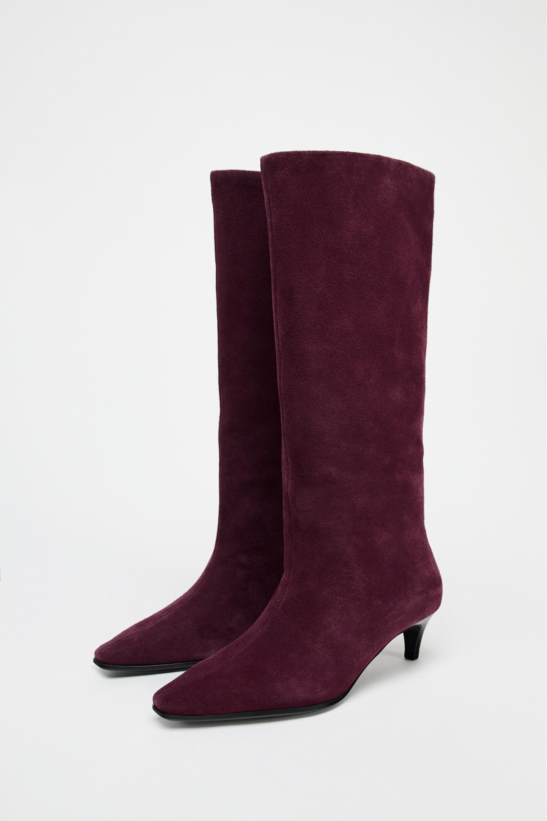 SUEDE KITTEN HEEL ANKLE BOOTS