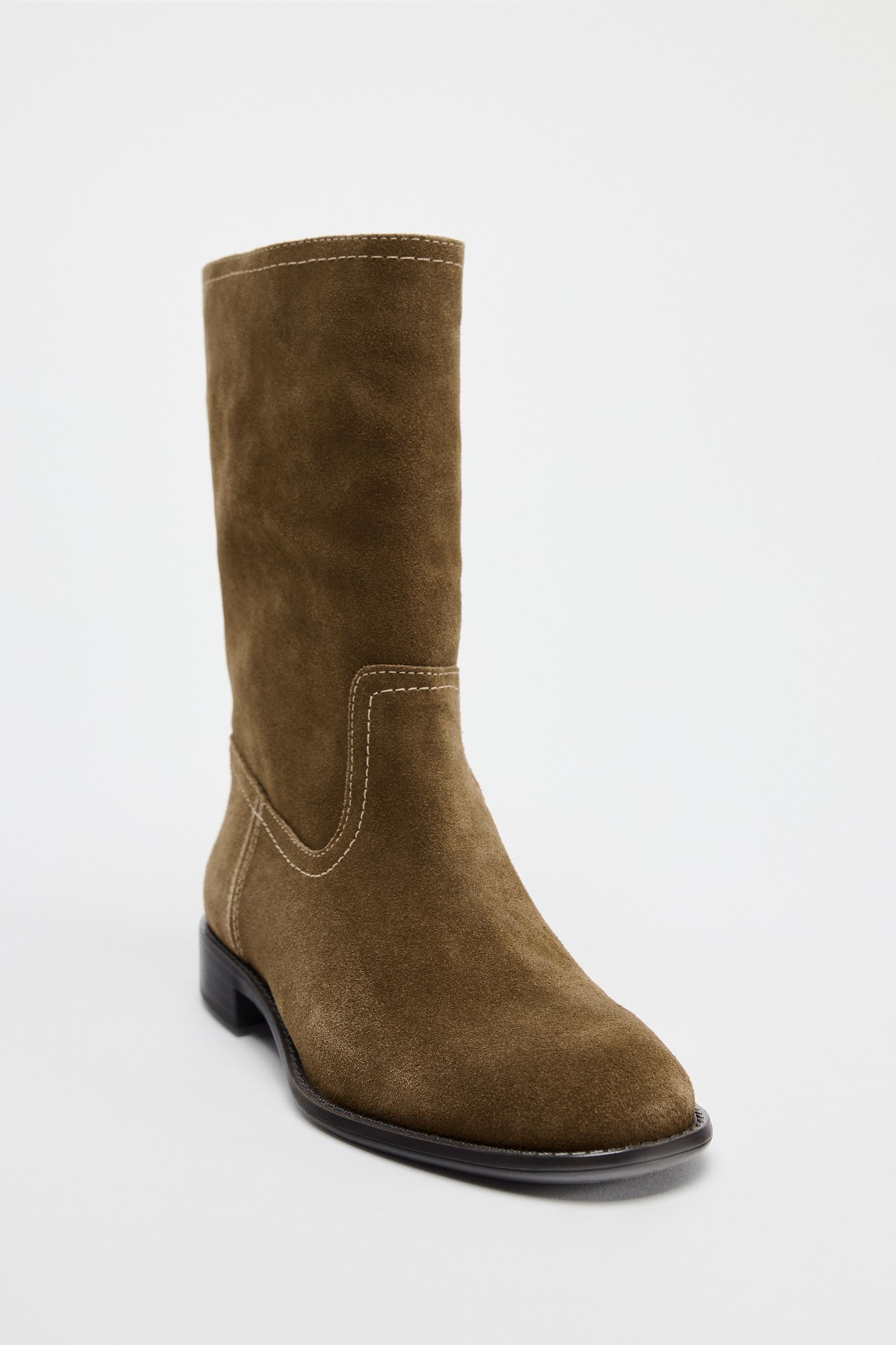 FLAT SUEDE LEATHER ANKLE BOOTS