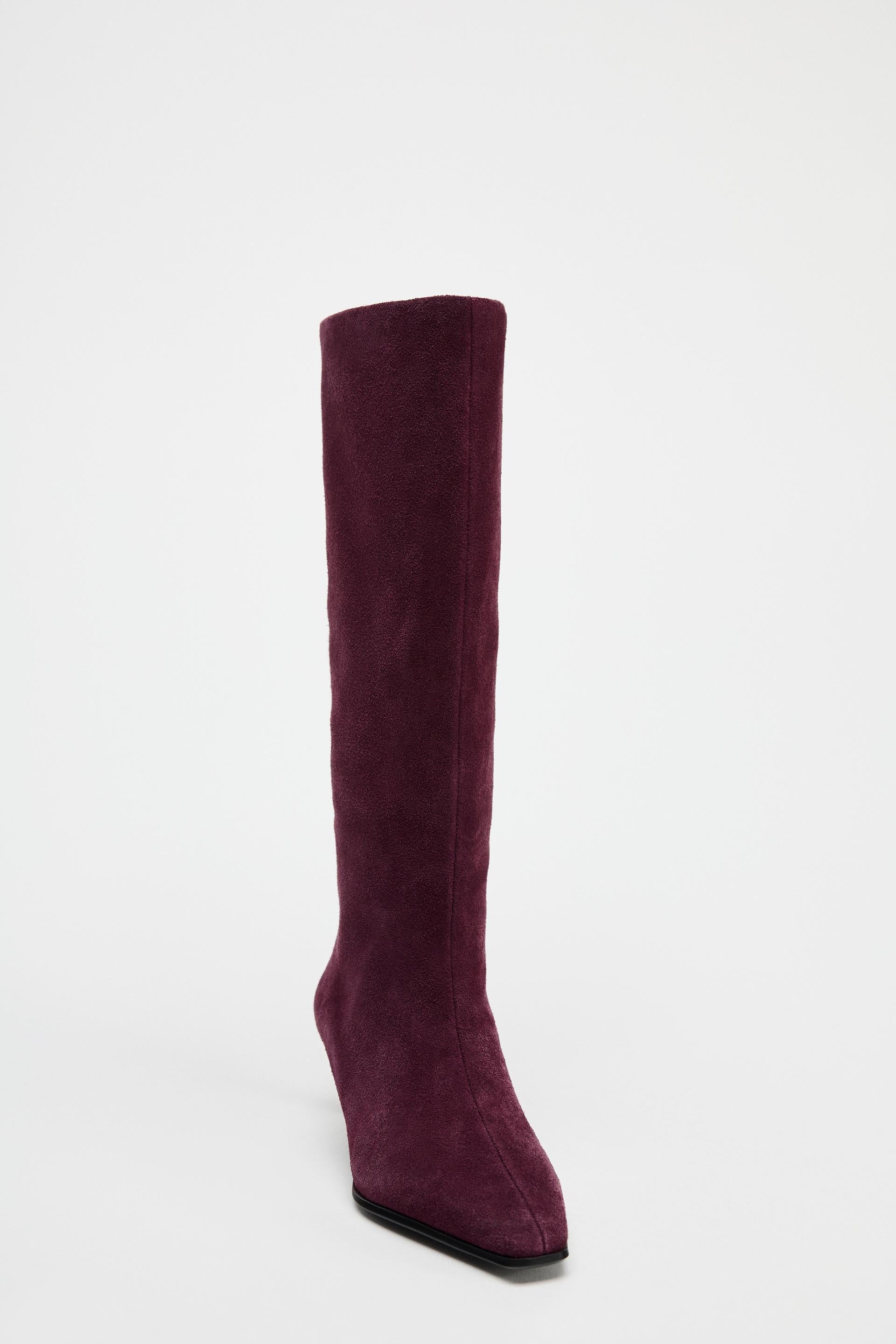 SUEDE KITTEN HEEL ANKLE BOOTS