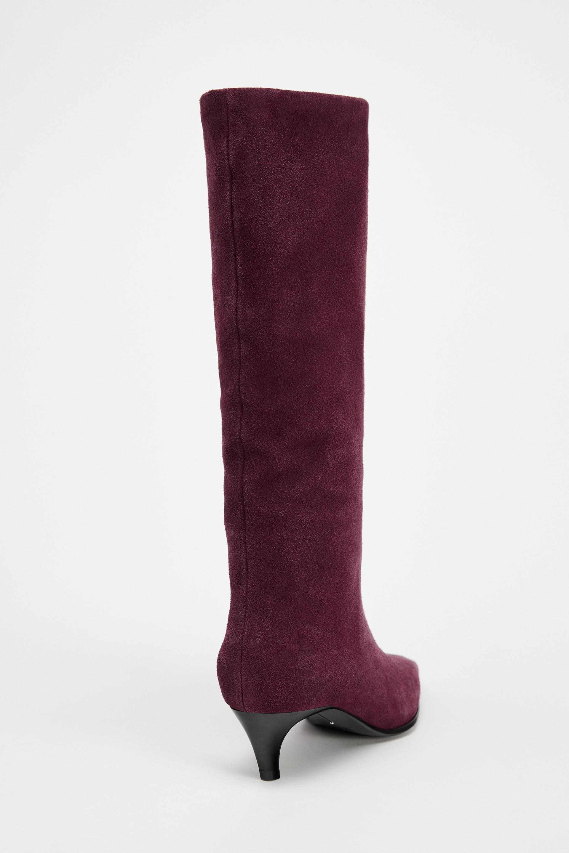 SUEDE KITTEN HEEL ANKLE BOOTS