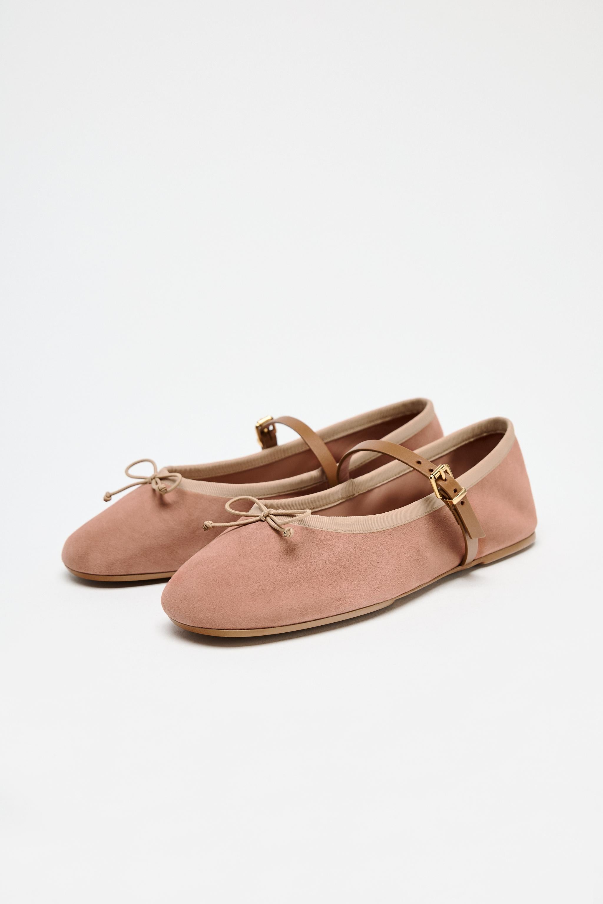 SUEDE BALLERINAS WITH STRAP