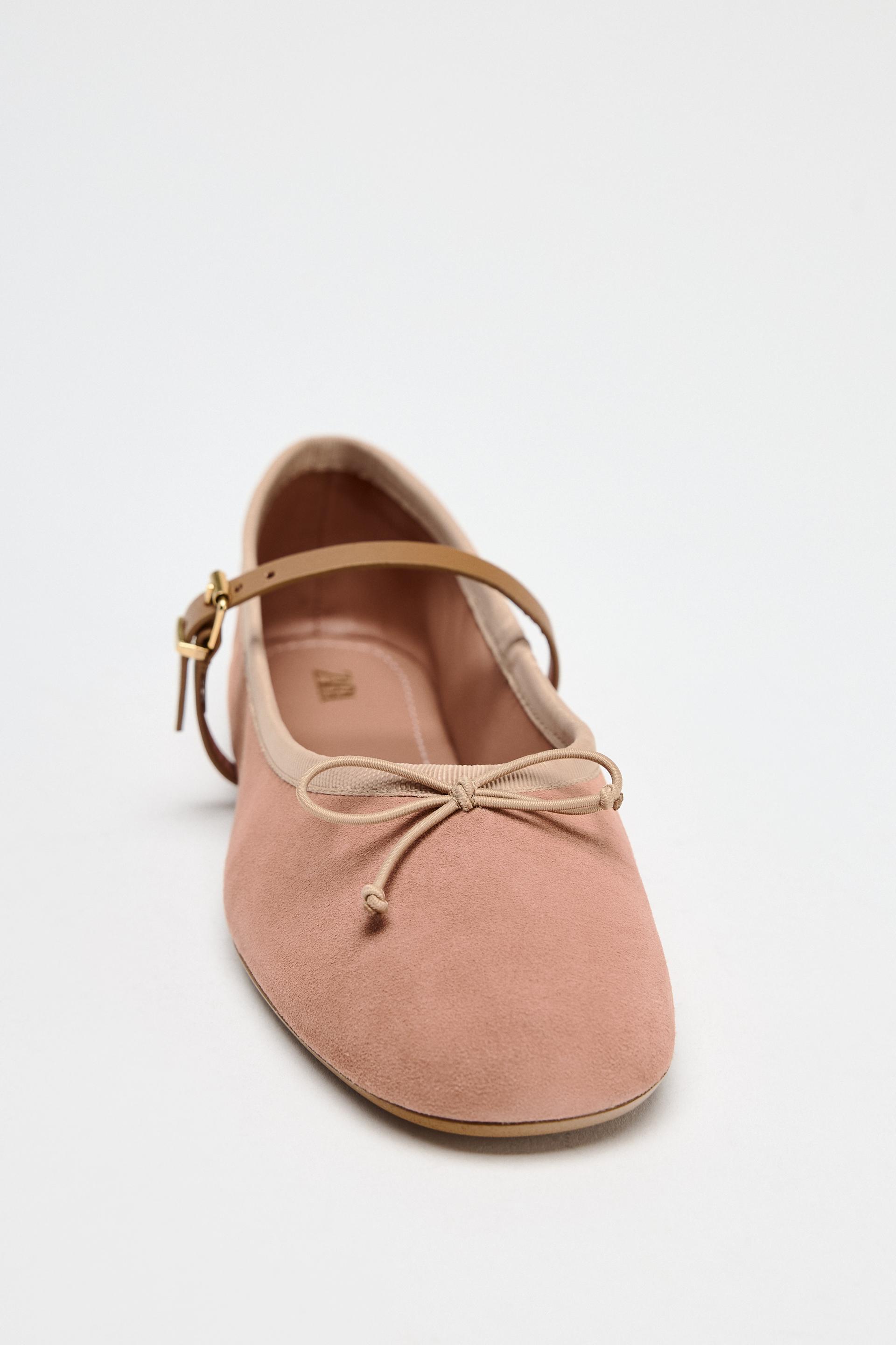 SUEDE BALLERINAS WITH STRAP