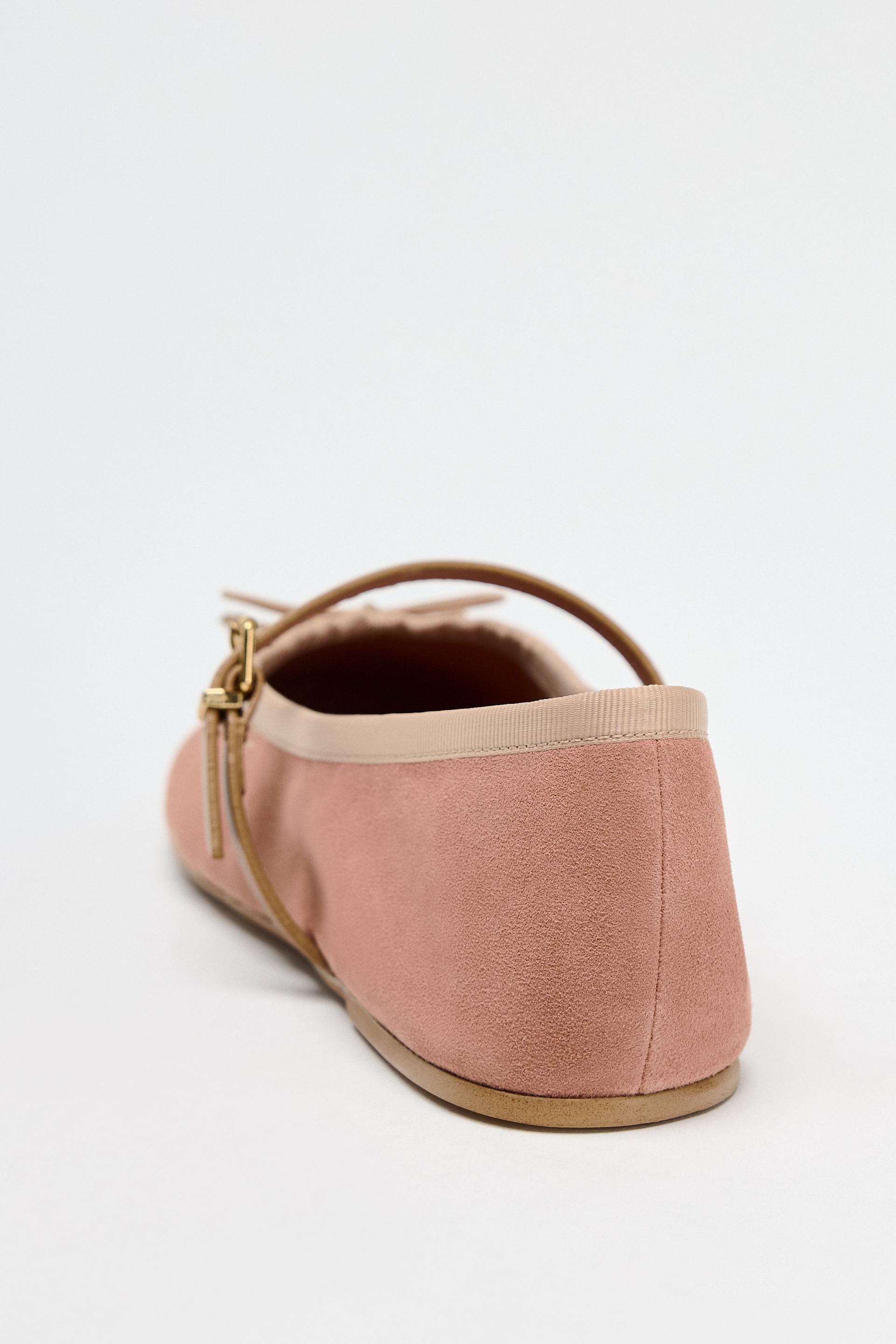 SUEDE BALLERINAS WITH STRAP