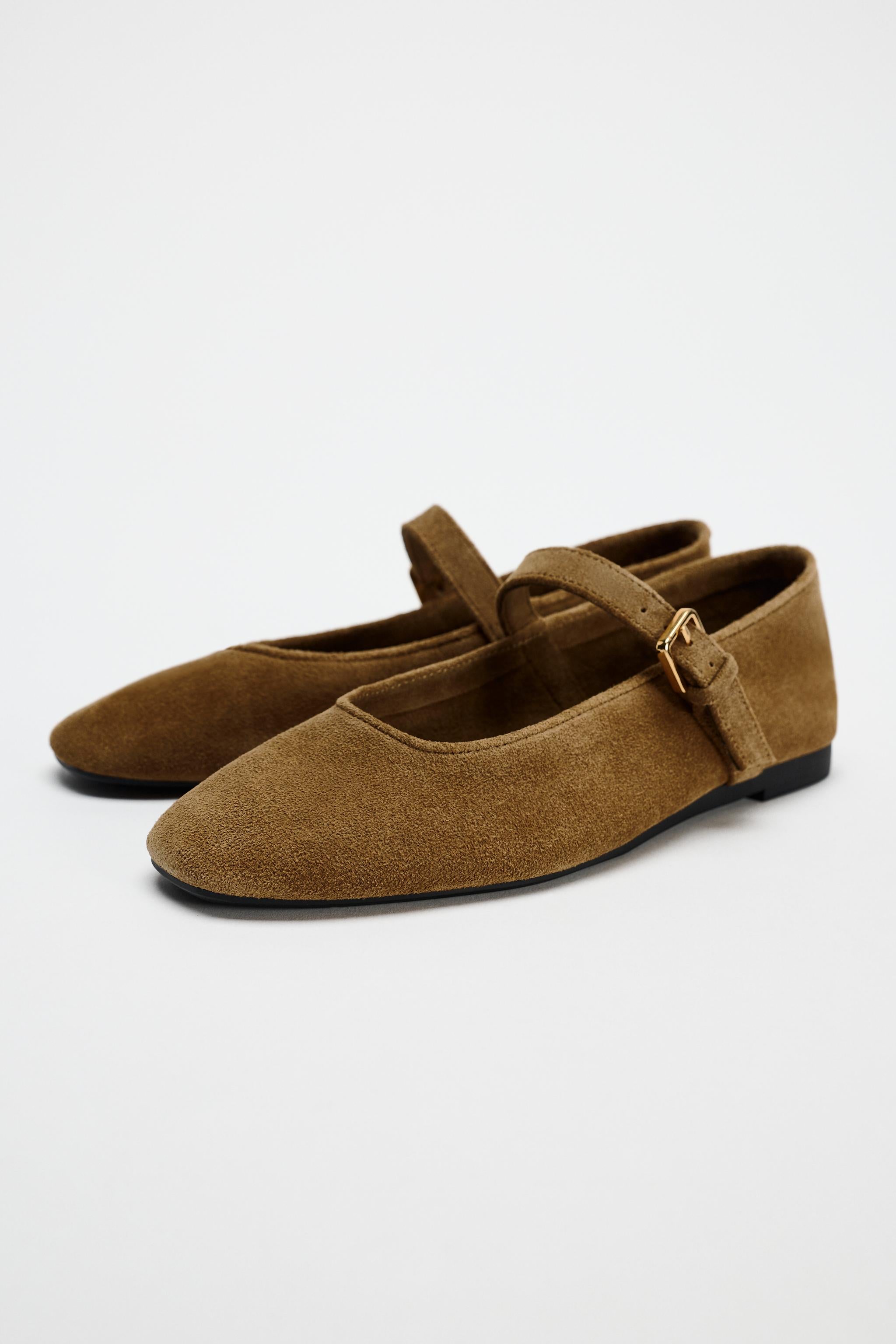 SPLIT SUEDE BALLERINAS