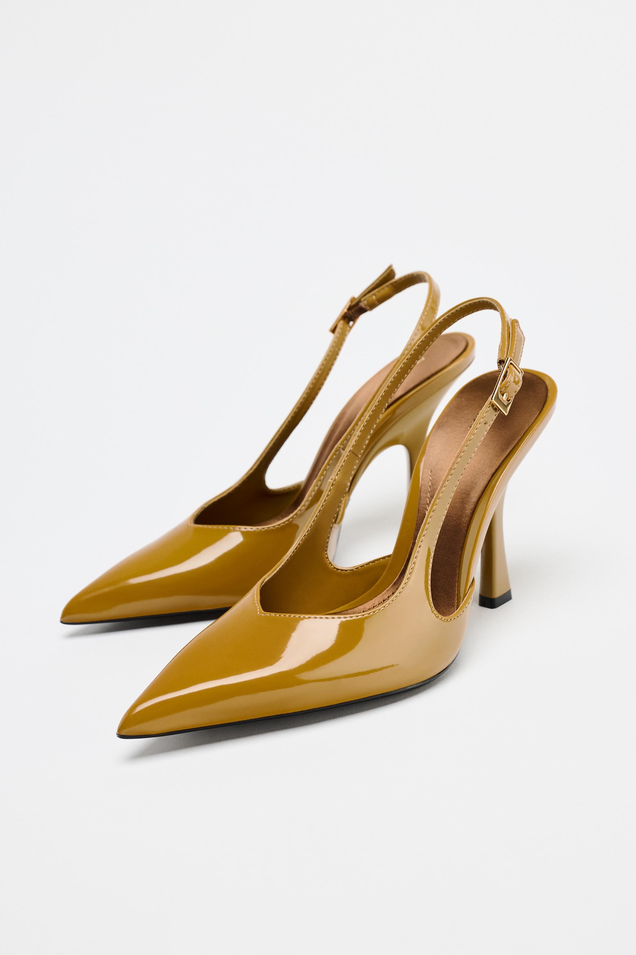 FAUX PATENT SLINGBACK HIGH HEELS