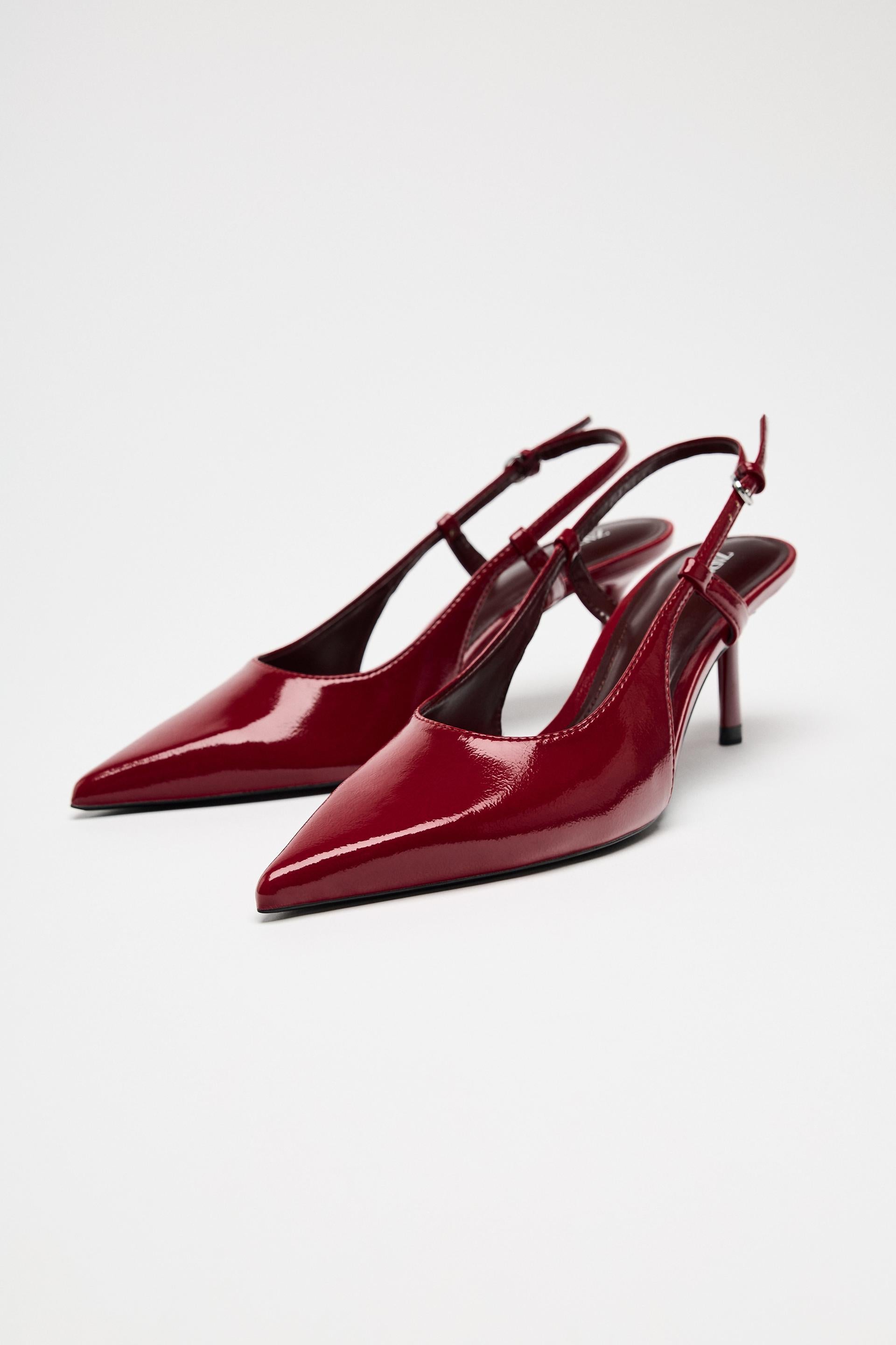 PATENT-EFFECT SLINGBACK HEELS