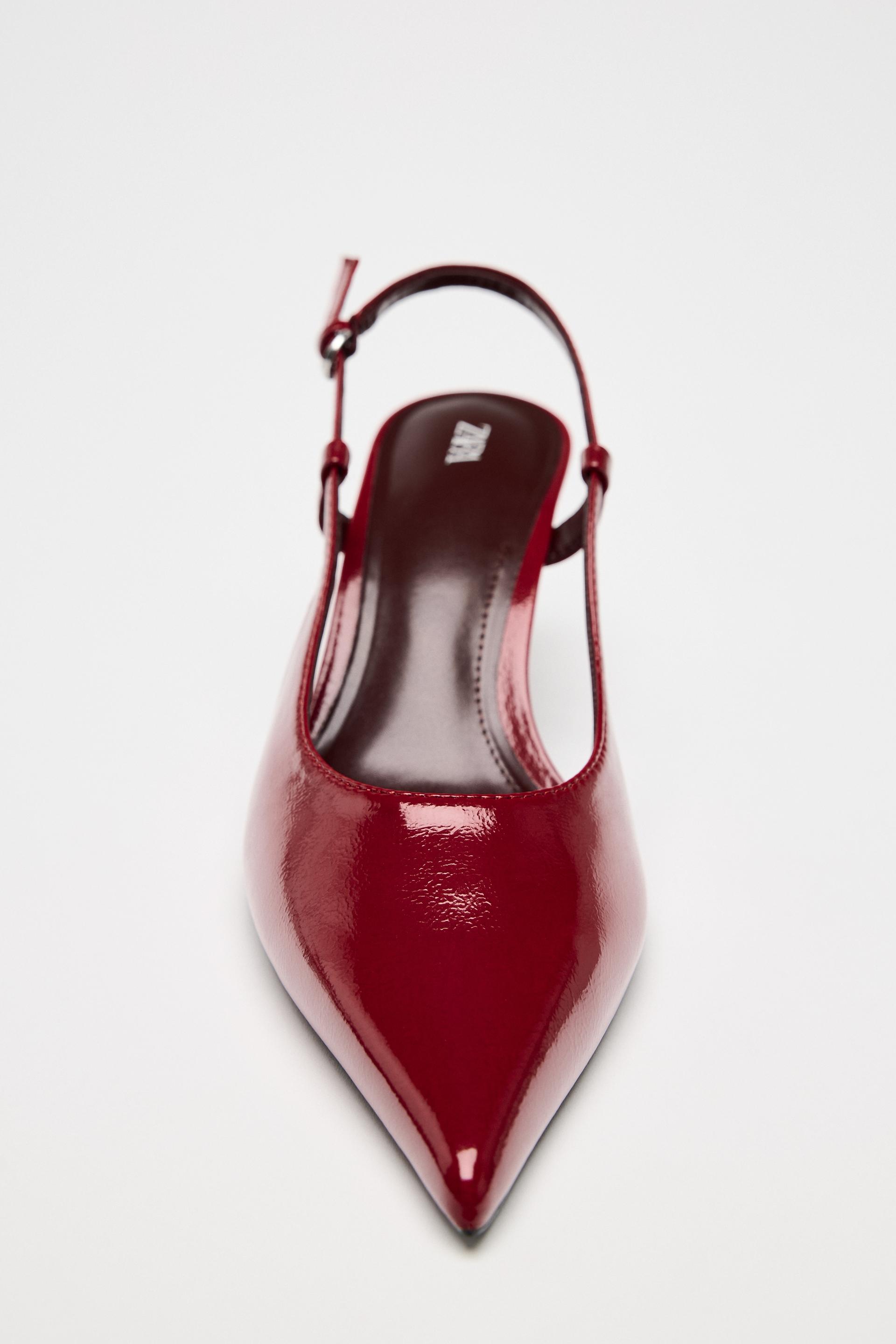 PATENT-EFFECT SLINGBACK HEELS