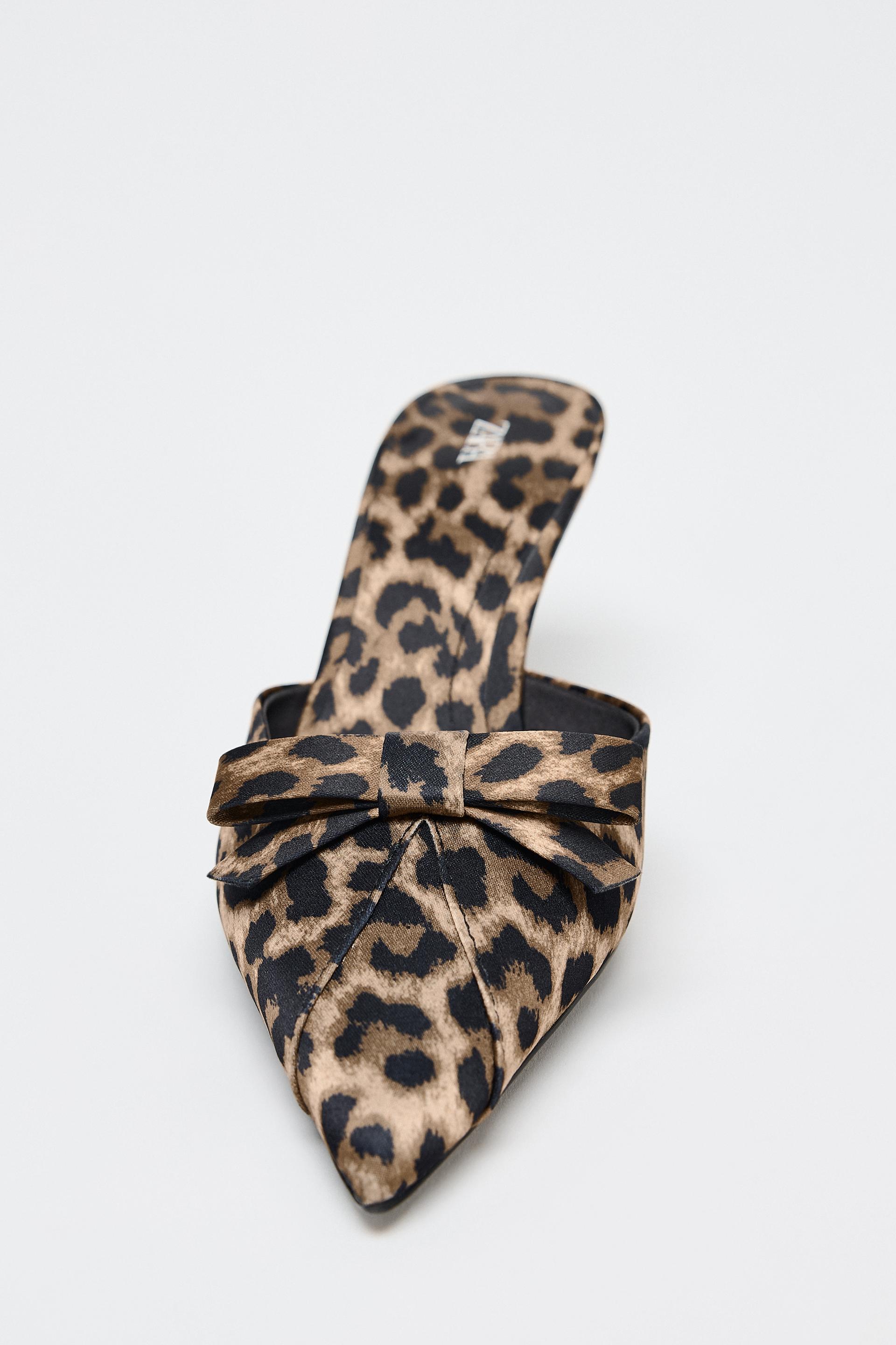 ANIMAL PRINT BOW HEELED MULES