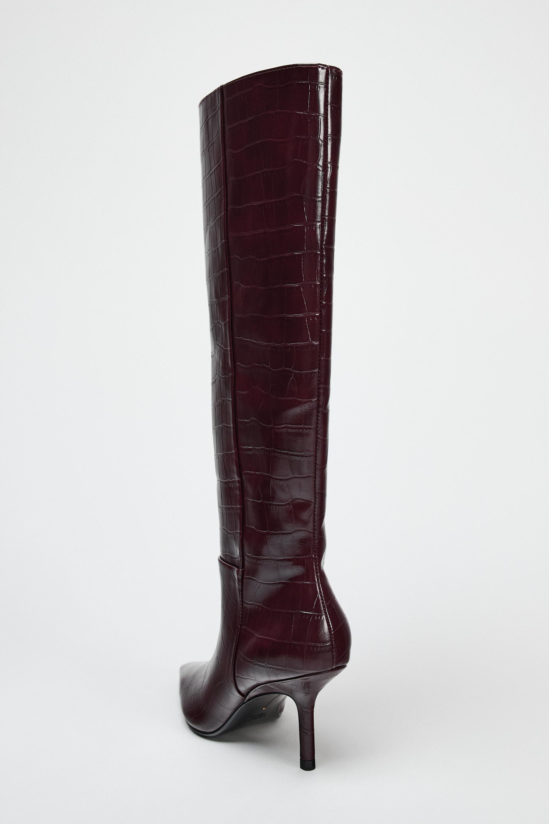 TEXTURED STILETTO HEEL BOOTS